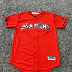 Majestic Red Marlins Kids Jersey